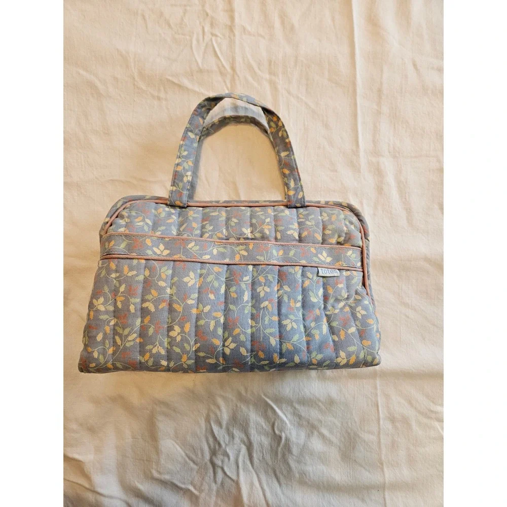 Totes Quilted Floral Cosmetic Bag Makeup Pouch Organizer 80's 90's Vintage